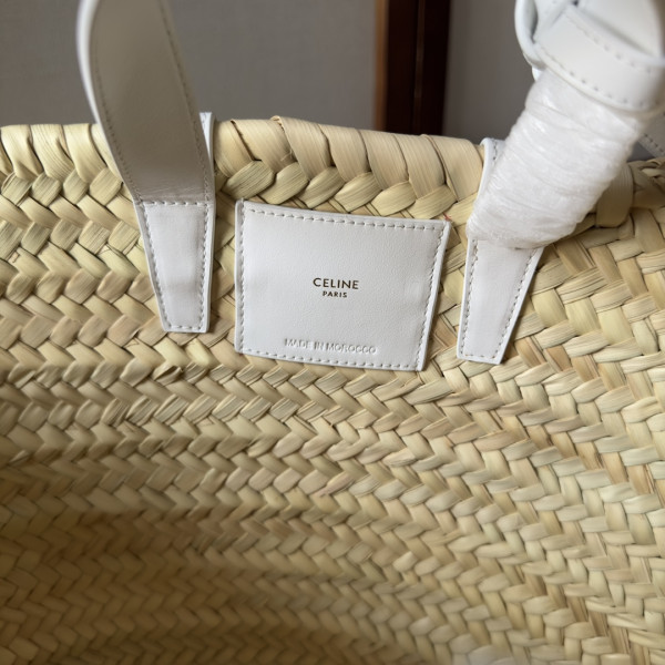 CELIN* TRIOMPHE CELIN* CLASSIC PANIER IN PALM LEAVES AND CALFSKIN