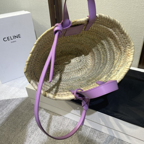 CELIN* TRIOMPHE CELIN* CLASSIC PANIER IN PALM LEAVES AND CALFSKIN