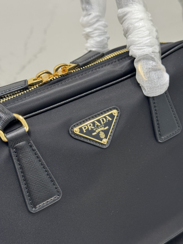 Pra*a re-edition 1978 large re-nylon and saffiano leather two-handle bag