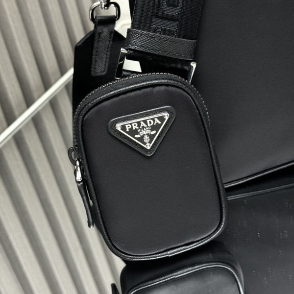 Pra*a re-nylon and saffiano leather shoulder bag