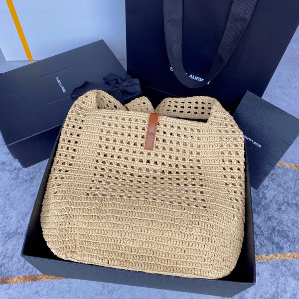 y*l le 5 à 7 S*pple in raffia crochet and smooth leather