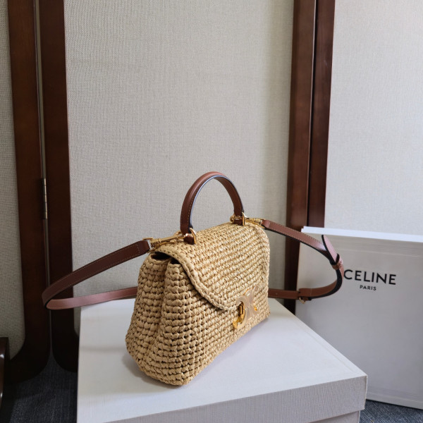 Ce**e teen nino bag in raffia and calfskin - 20.5 x 13 x 8cm