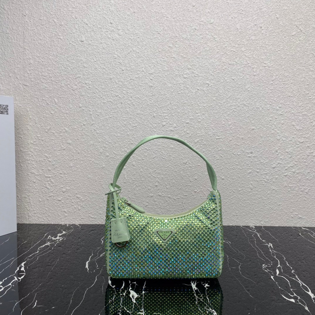 Pra*a satin mini-bag with artificial crystals