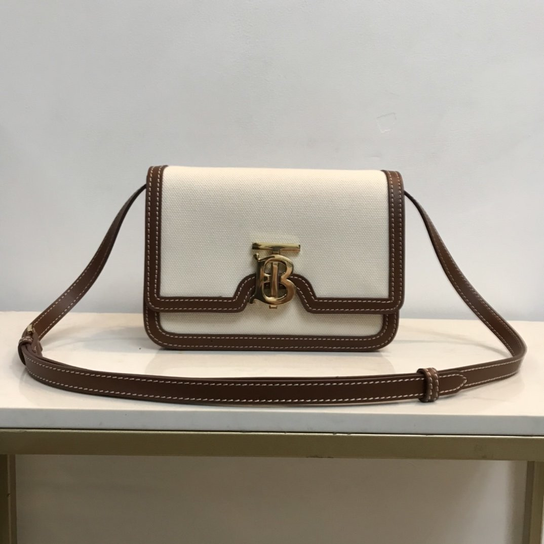 B**rry two-tone canvas and leather tb bag