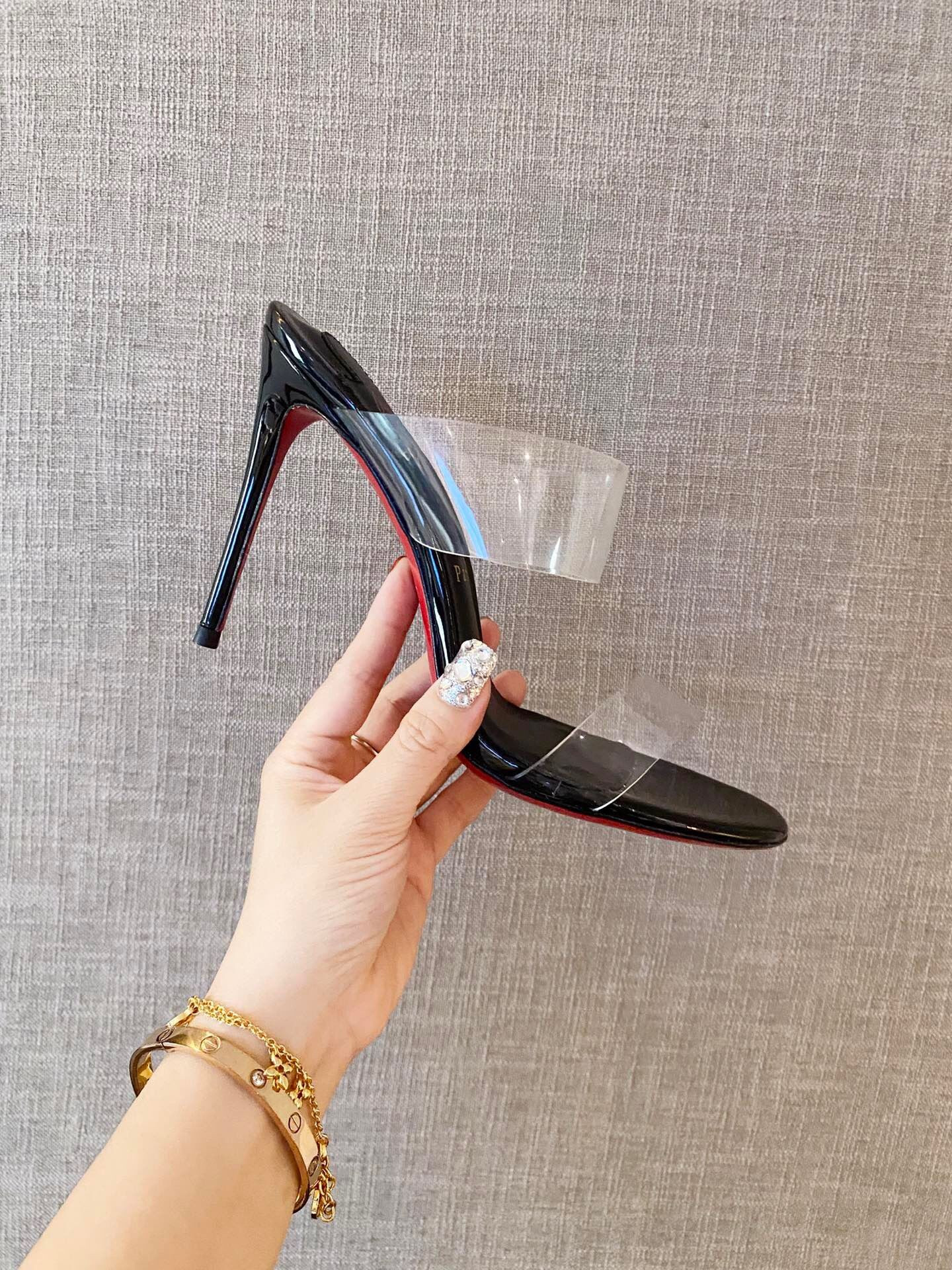 Ch**an louboutin just nothing illusion red sole sandals