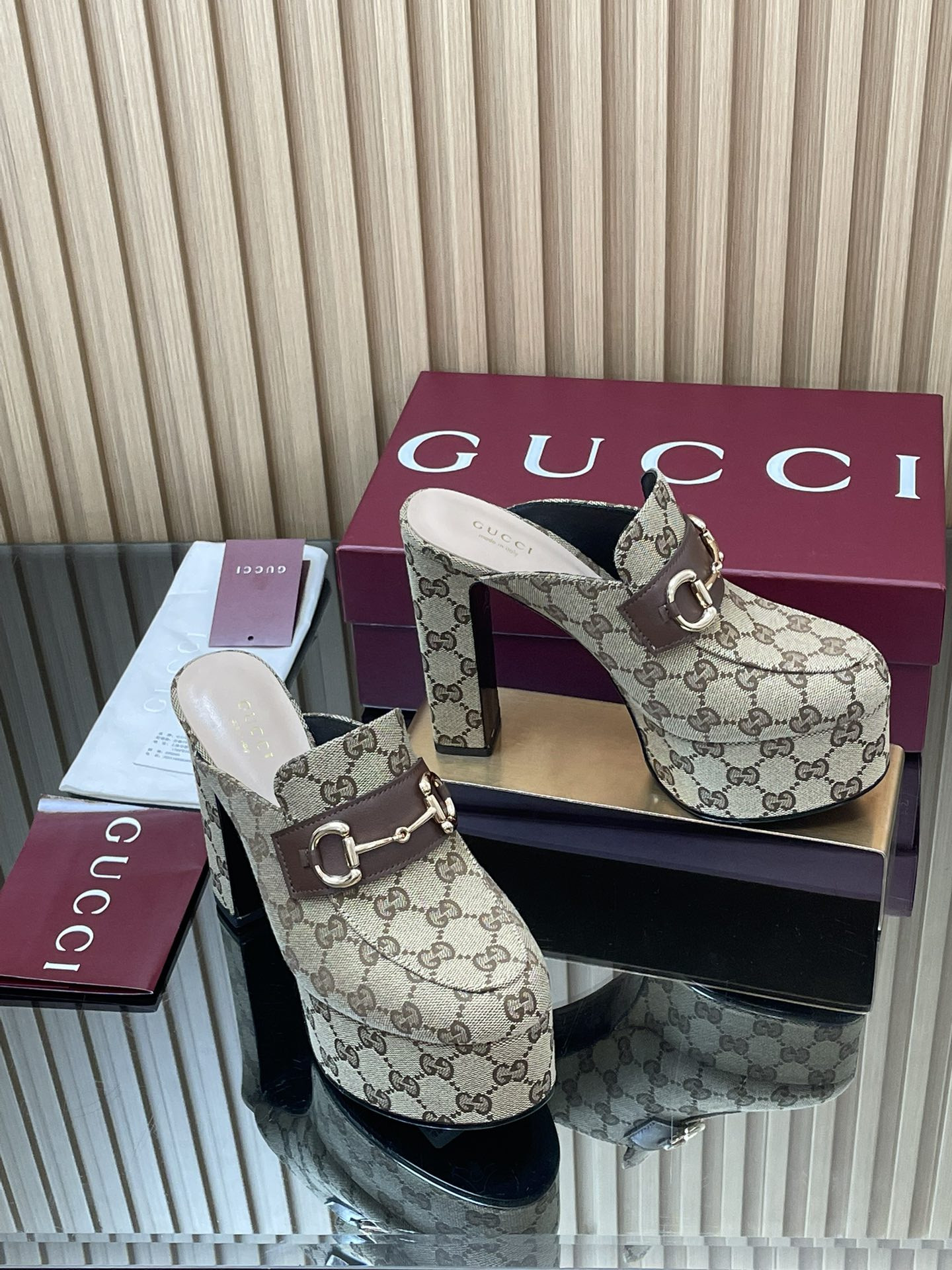 G*u*i women's platform mule with horsebit -13.5cm