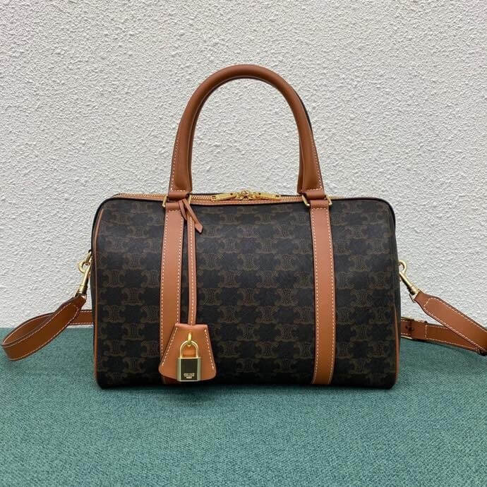 Ce**e logo print calfskin boston bag