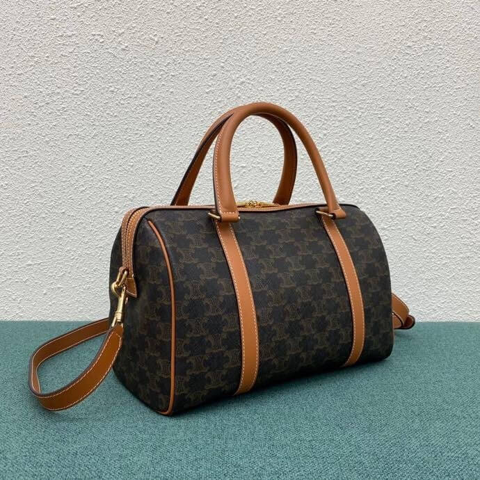 Ce**e logo print calfskin boston bag