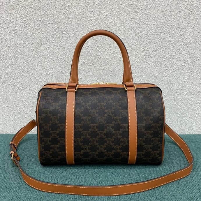 Ce**e logo print calfskin boston bag