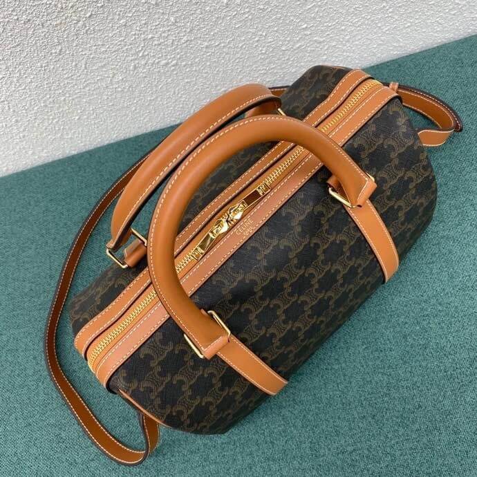 Ce**e logo print calfskin boston bag